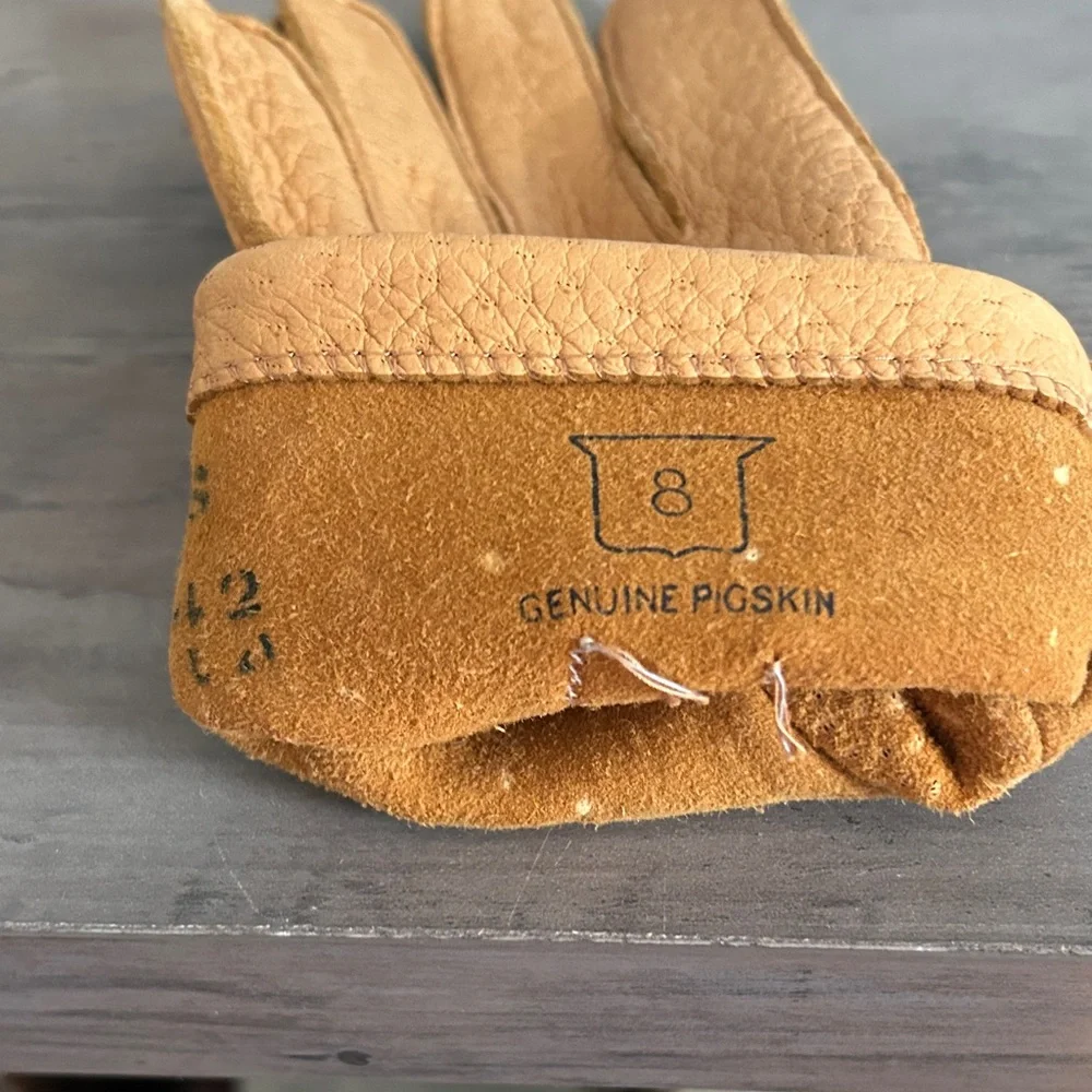 Men's Vintage Brooks Brothers Tan Pigskin Leather Gloves - Picture 6 of 10